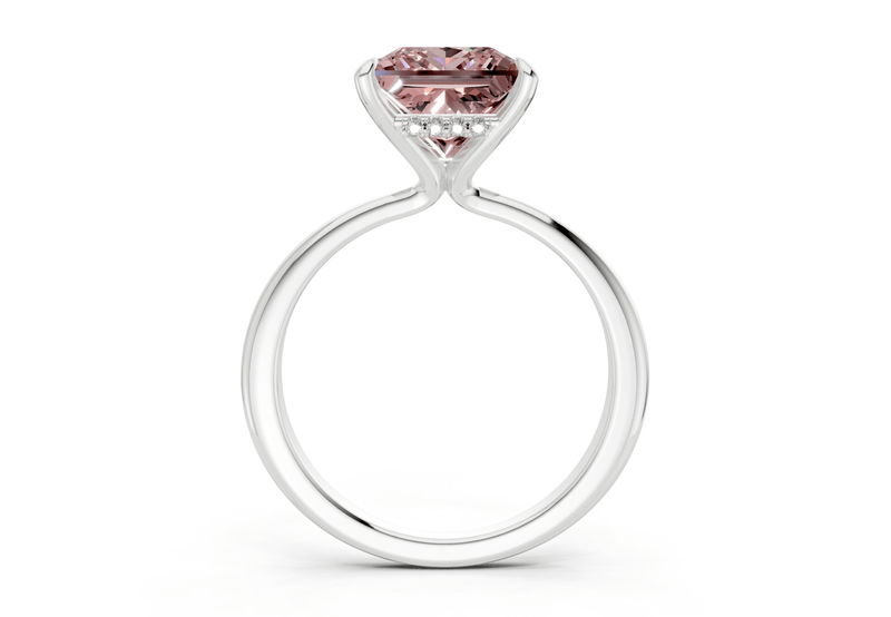 Marlowe Pink Diamond Solitaire Princess Cut 1.6mm Engagement Ring - Ring Premier