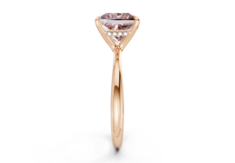 Marlowe Pink Diamond Solitaire Princess Cut 1.6mm Engagement Ring - Ring Premier