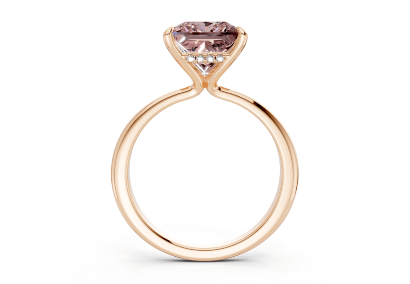 Marlowe Pink Diamond Solitaire Princess Cut 1.6mm Engagement Ring - Ring Premier