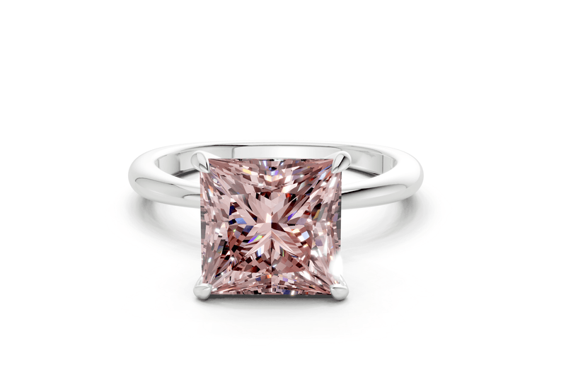 Marlowe Pink Diamond Solitaire Princess Cut 1.6mm Engagement Ring - Ring Premier