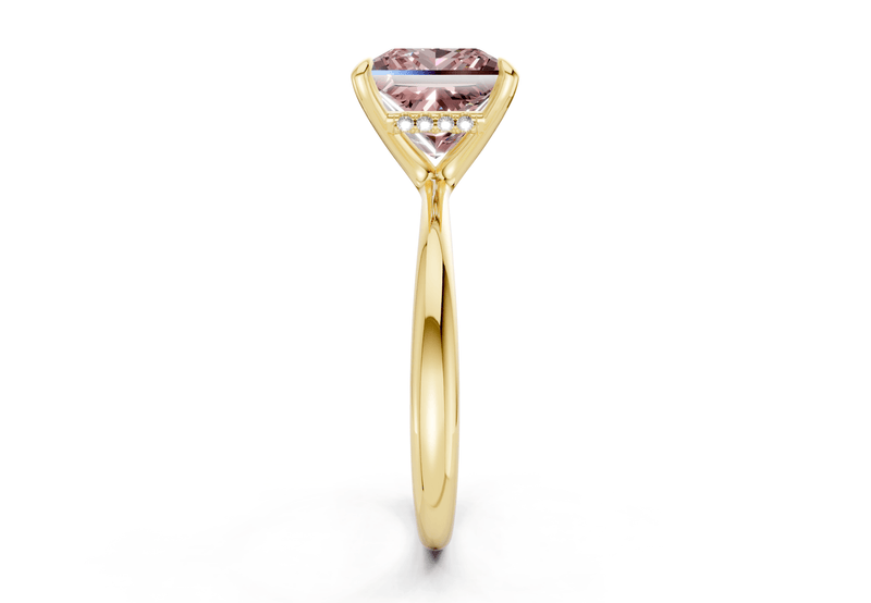 Marlowe Pink Diamond Solitaire Princess Cut 1.6mm Engagement Ring - Ring Premier