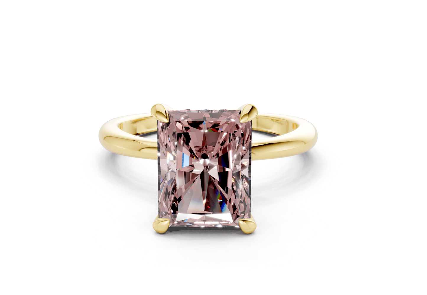 Marlowe Pink Diamond Solitaire Radiant Cut 1.6mm Engagement Ring - Ring Premier
