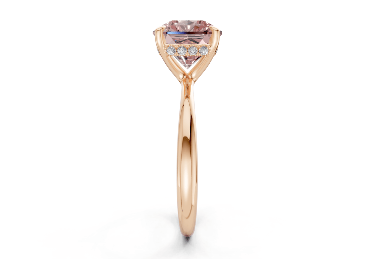 Marlowe Pink Diamond Solitaire Radiant Squareuare Cut 1.6mm Engagement Ring