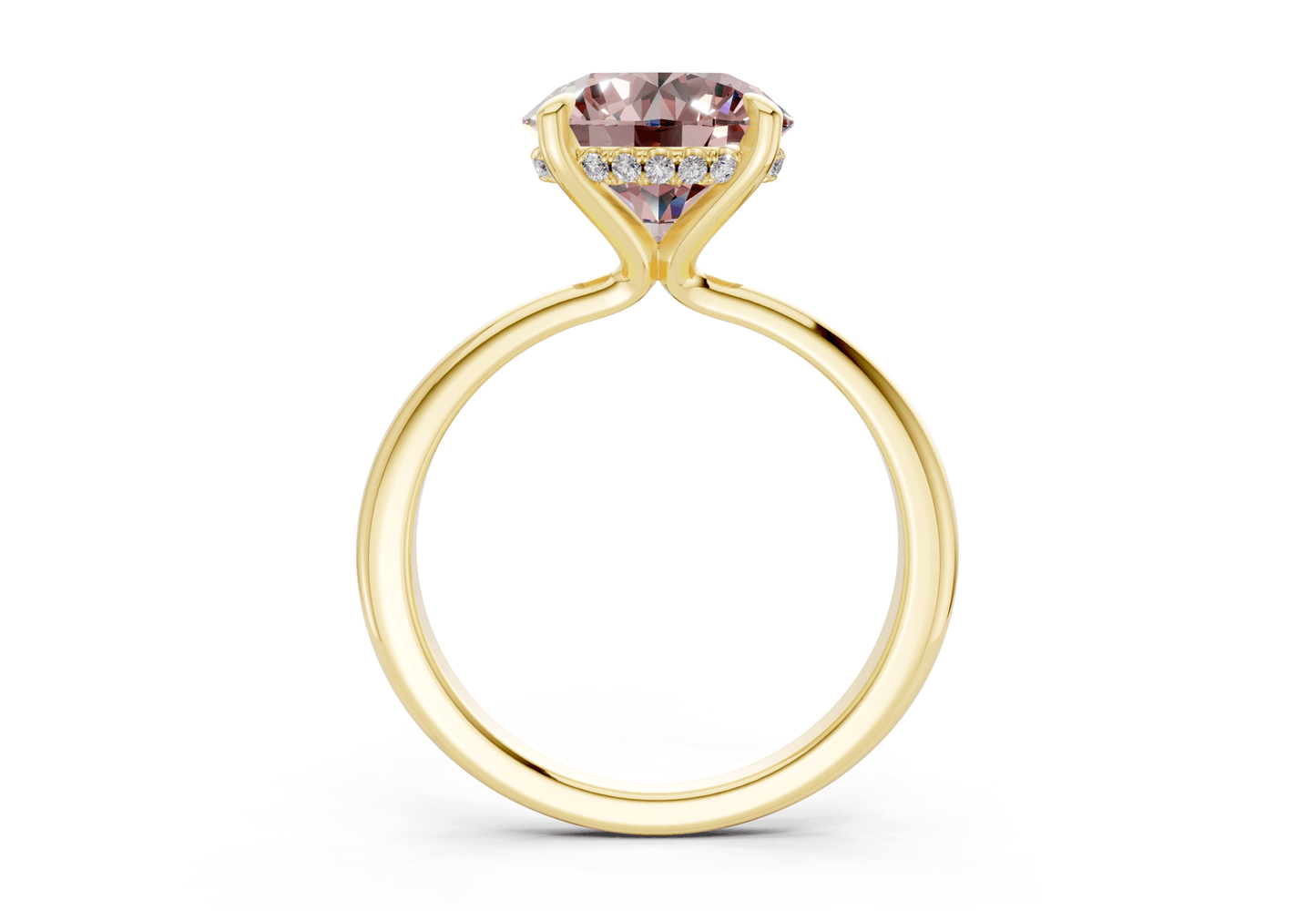 Marlowe Pink Diamond Solitaire Round Cut 1.6mm Engagement Ring - Ring Premier