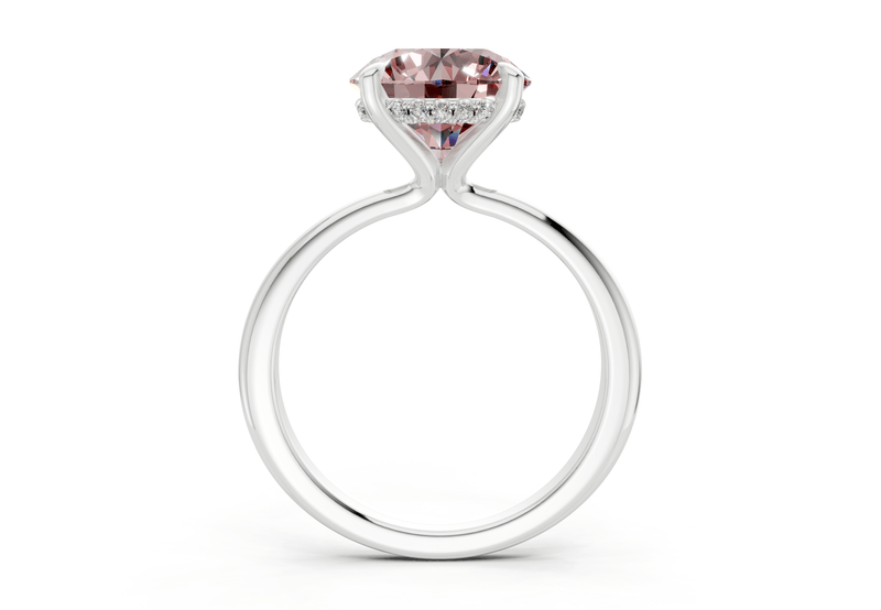 Marlowe Pink Diamond Solitaire Round Cut 1.6mm Engagement Ring - Ring Premier