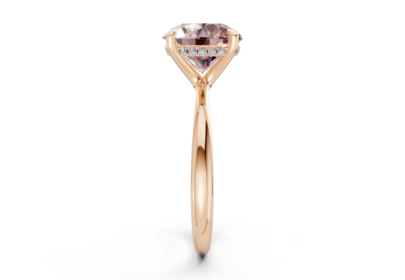 Marlowe Pink Diamond Solitaire Round Cut 1.6mm Engagement Ring - Ring Premier