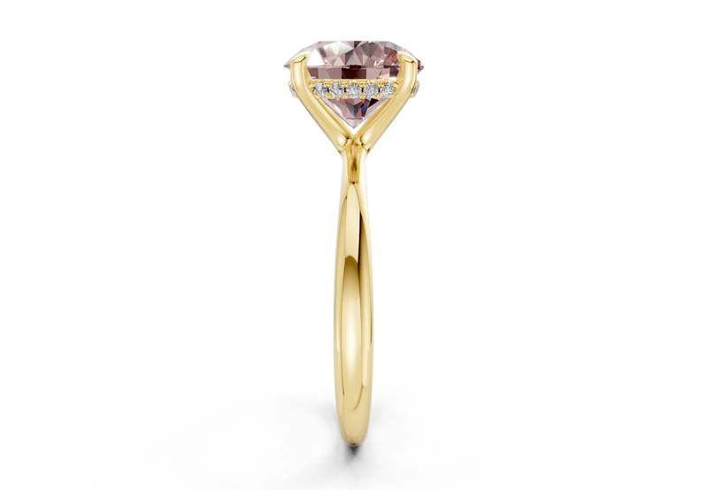 Marlowe Pink Diamond Solitaire Round Cut 1.6mm Engagement Ring - Ring Premier