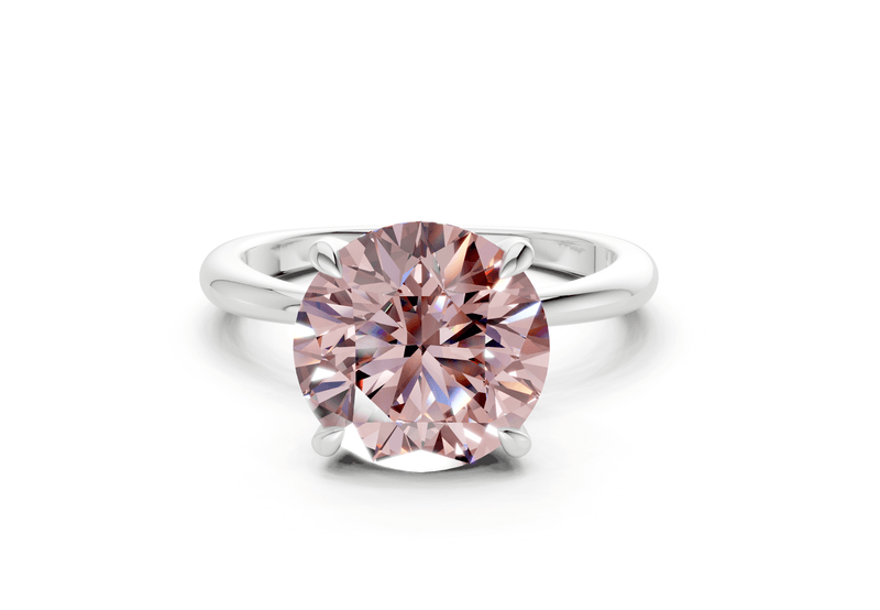 Marlowe Pink Diamond Solitaire Round Cut 1.6mm Engagement Ring - Ring Premier
