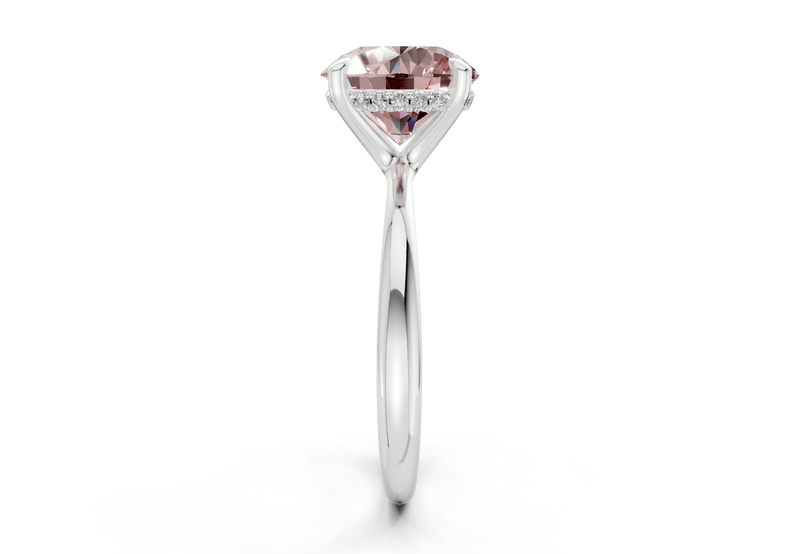 Marlowe Pink Diamond Solitaire Round Cut 1.6mm Engagement Ring - Ring Premier