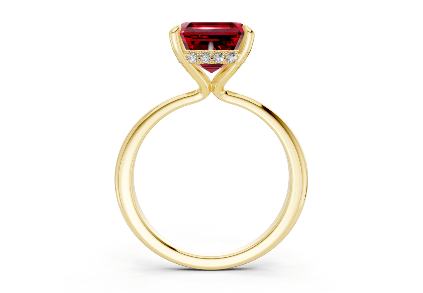 Marlowe Ruby Gemstone Solitaire Asscher Cut 1.6mm Engagement Ring - Ring Premier