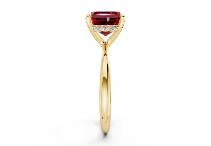 Marlowe Ruby Gemstone Solitaire Asscher Cut 1.6mm Engagement Ring - Ring Premier