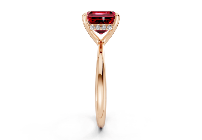 Marlowe Ruby Gemstone Solitaire Asscher Cut 1.6mm Engagement Ring - Ring Premier