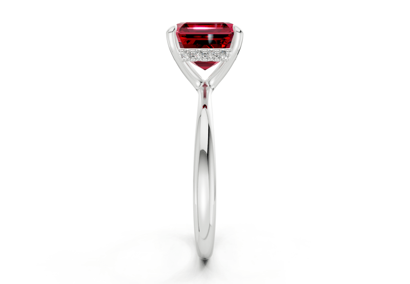Marlowe Ruby Gemstone Solitaire Asscher Cut 1.6mm Engagement Ring - Ring Premier