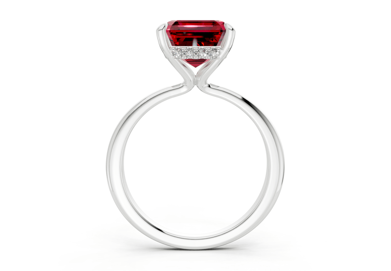 Marlowe Ruby Gemstone Solitaire Asscher Cut 1.6mm Engagement Ring - Ring Premier