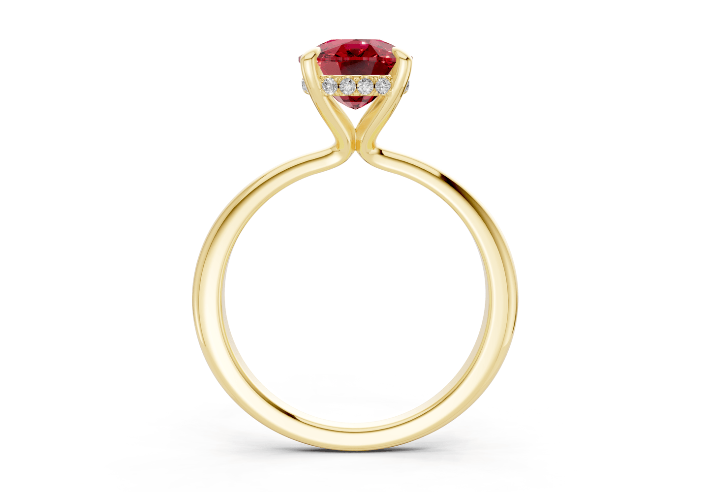 Marlowe Ruby Gemstone Solitaire Elongated Cushion Cut 1.6mm Engagement Ring - Ring Premier
