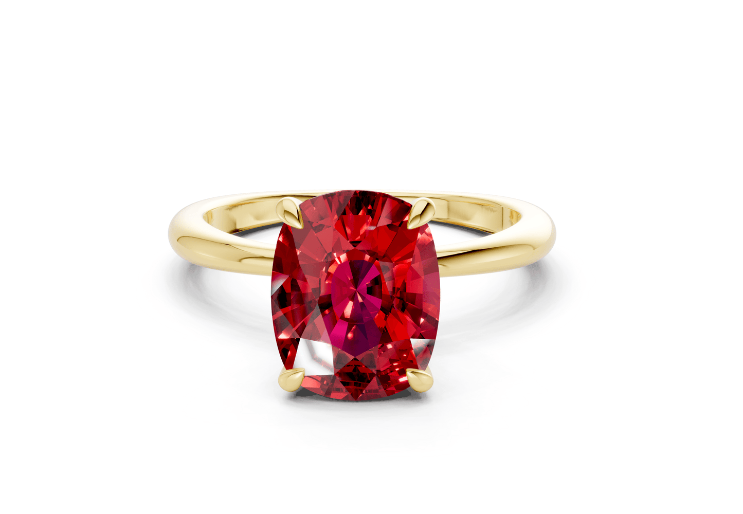 Marlowe Ruby Gemstone Solitaire Elongated Cushion Cut 1.6mm Engagement Ring - Ring Premier