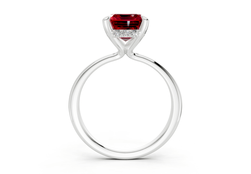 Marlowe Ruby Gemstone Solitaire Emerald Cut 1.6mm Engagement Ring - Ring Premier
