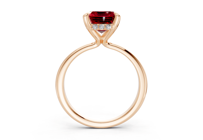 Marlowe Ruby Gemstone Solitaire Emerald Cut 1.6mm Engagement Ring - Ring Premier