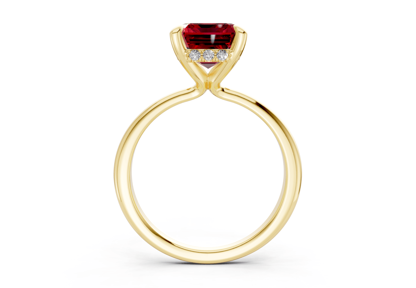 Marlowe Ruby Gemstone Solitaire Emerald Cut 1.6mm Engagement Ring - Ring Premier