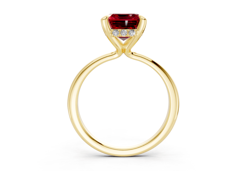 Marlowe Ruby Gemstone Solitaire Emerald Cut 1.6mm Engagement Ring