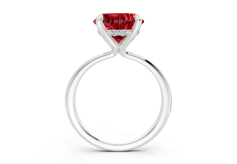 Marlowe Ruby Gemstone Solitaire Heart Cut 1.6mm Engagement Ring - Ring Premier