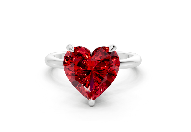 Marlowe Ruby Gemstone Solitaire Heart Cut 1.6mm Engagement Ring - Ring Premier