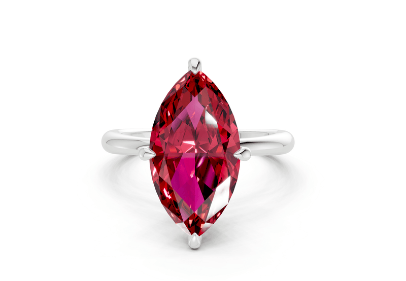 Marlowe Ruby Gemstone Solitaire Marquise Cut 1.6mm Engagement Ring - Ring Premier