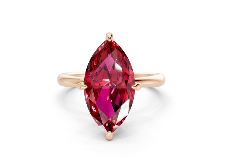 Marlowe Ruby Gemstone Solitaire Marquise Cut 1.6mm Engagement Ring - Ring Premier