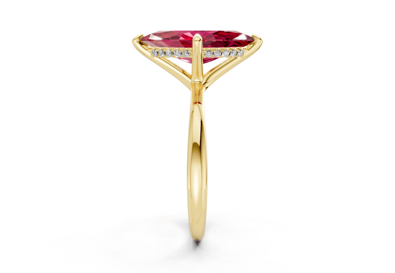 Marlowe Ruby Gemstone Solitaire Marquise Cut 1.6mm Engagement Ring - Ring Premier