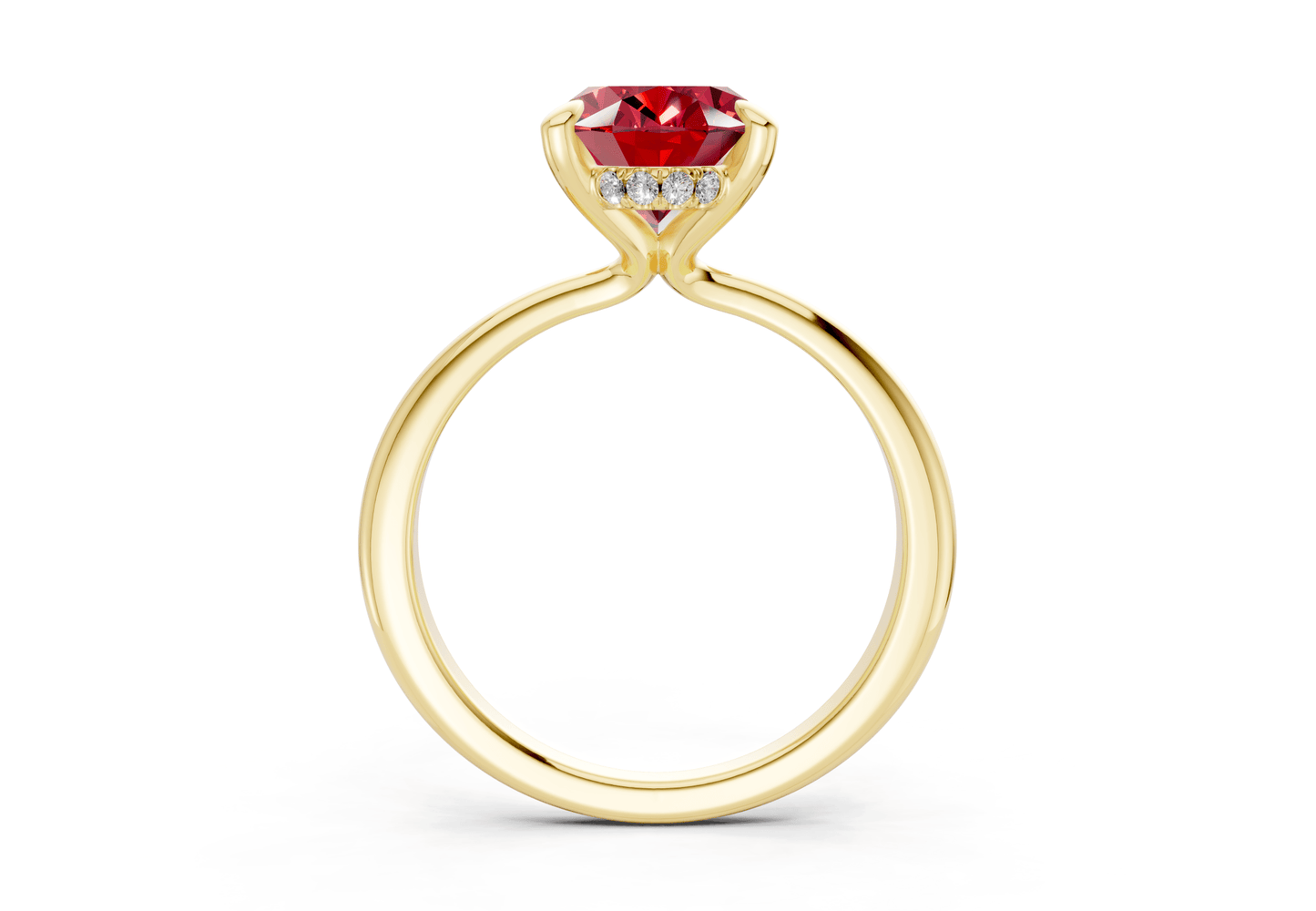 Marlowe Ruby Gemstone Solitaire Oval Cut 1.6mm Engagement Ring - Ring Premier
