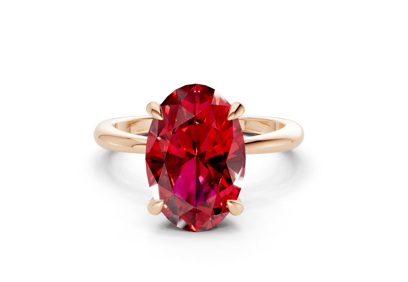 Marlowe Ruby Gemstone Solitaire Oval Cut 1.6mm Engagement Ring - Ring Premier