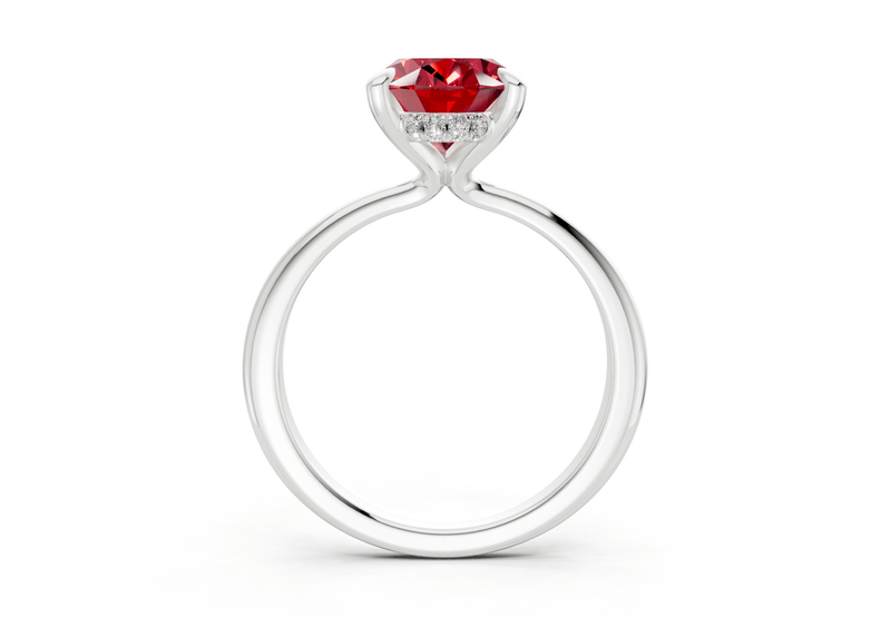 Marlowe Ruby Gemstone Solitaire Oval Cut 1.6mm Engagement Ring - Ring Premier