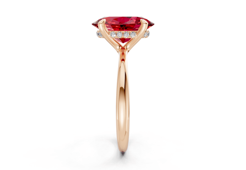 Marlowe Ruby Gemstone Solitaire Oval Cut 1.6mm Engagement Ring - Ring Premier