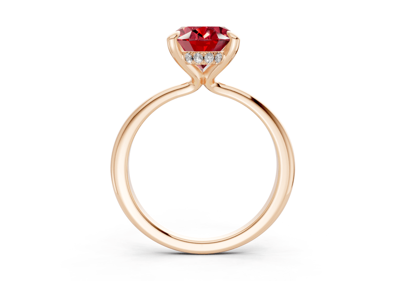 Marlowe Ruby Gemstone Solitaire Oval Cut 1.6mm Engagement Ring - Ring Premier