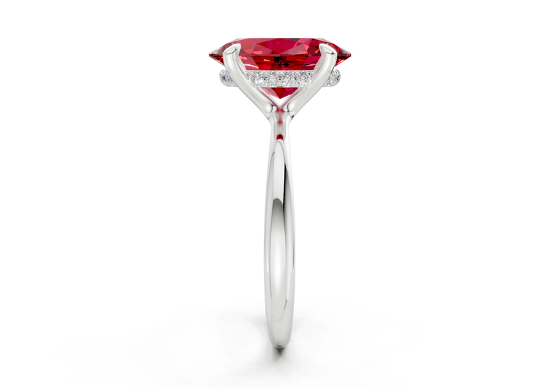 Marlowe Ruby Gemstone Solitaire Oval Cut 1.6mm Engagement Ring - Ring Premier