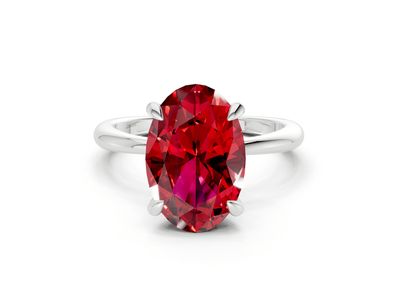 Marlowe Ruby Gemstone Solitaire Oval Cut 1.6mm Engagement Ring - Ring Premier