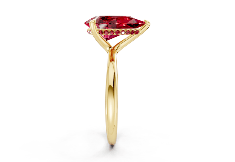 Marlowe Ruby Gemstone Solitaire Pear Cut 1.6mm Engagement Ring - Ring Premier