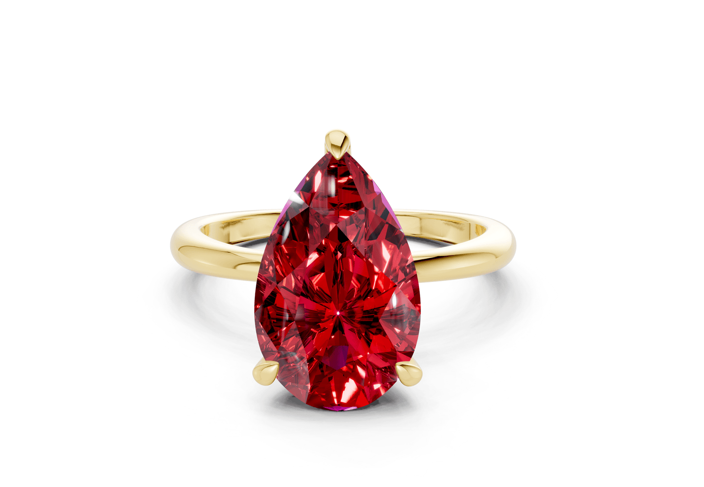 Marlowe Ruby Gemstone Solitaire Pear Cut 1.6mm Engagement Ring - Ring Premier