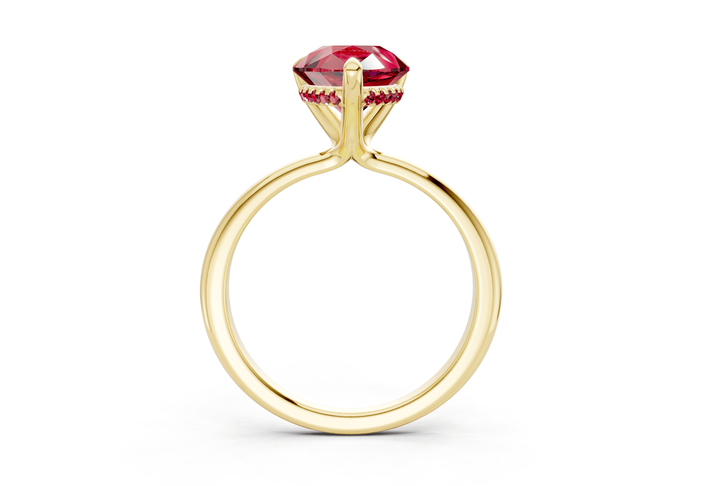 Marlowe Ruby Gemstone Solitaire Pear Cut 1.6mm Engagement Ring - Ring Premier