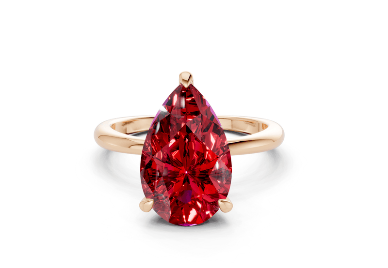 Marlowe Ruby Gemstone Solitaire Pear Cut 1.6mm Engagement Ring - Ring Premier