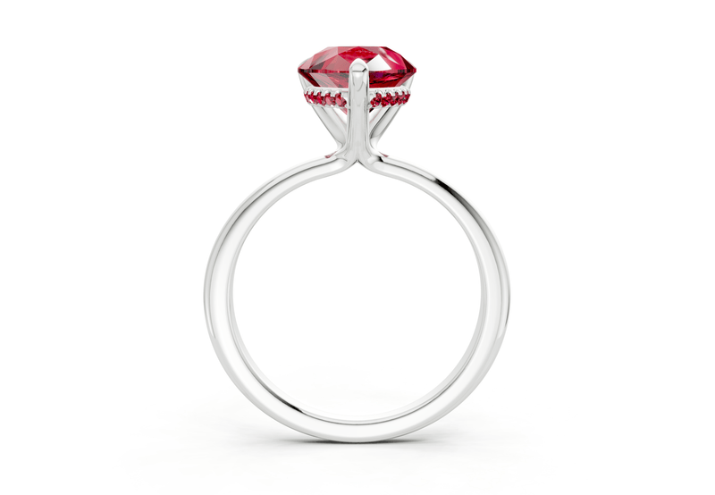 Marlowe Ruby Gemstone Solitaire Pear Cut 1.6mm Engagement Ring - Ring Premier