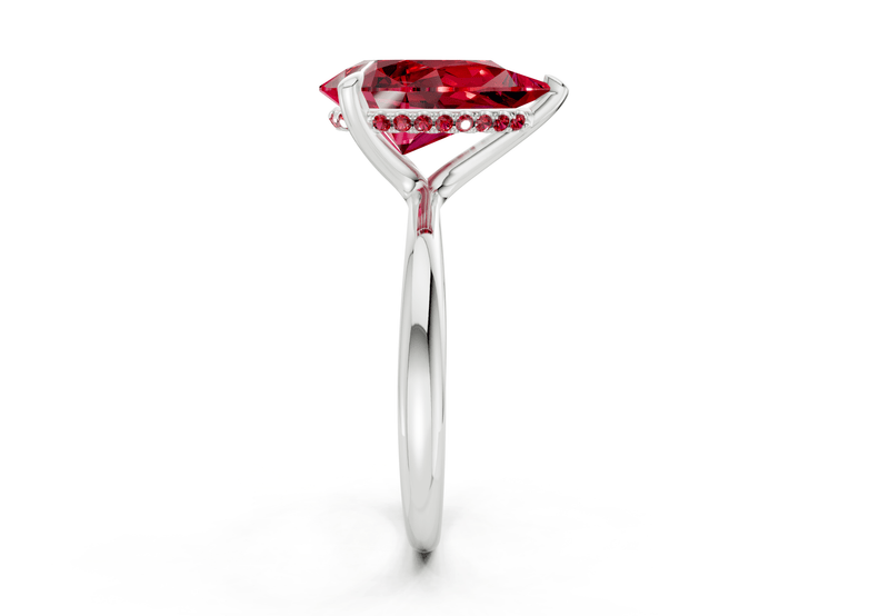 Marlowe Ruby Gemstone Solitaire Pear Cut 1.6mm Engagement Ring - Ring Premier