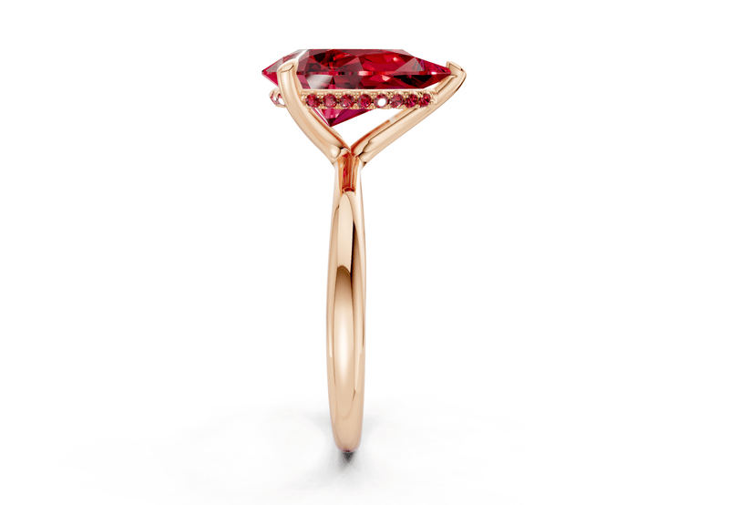 Marlowe Ruby Gemstone Solitaire Pear Cut 1.6mm Engagement Ring - Ring Premier