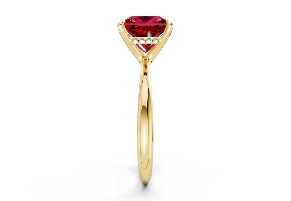 Marlowe Ruby Gemstone Solitaire Princess Cut 1.6mm Engagement Ring