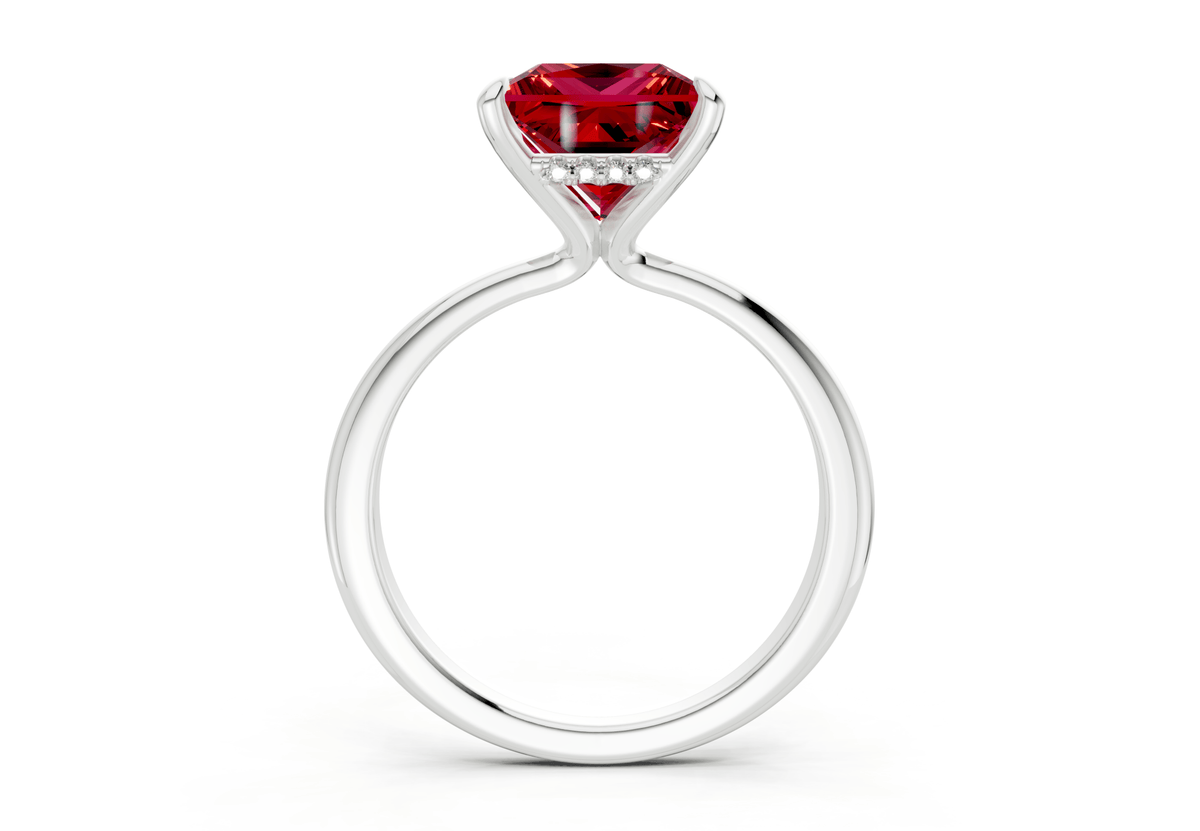 Marlowe Ruby Gemstone Solitaire Princess Cut 1.6mm Engagement Ring