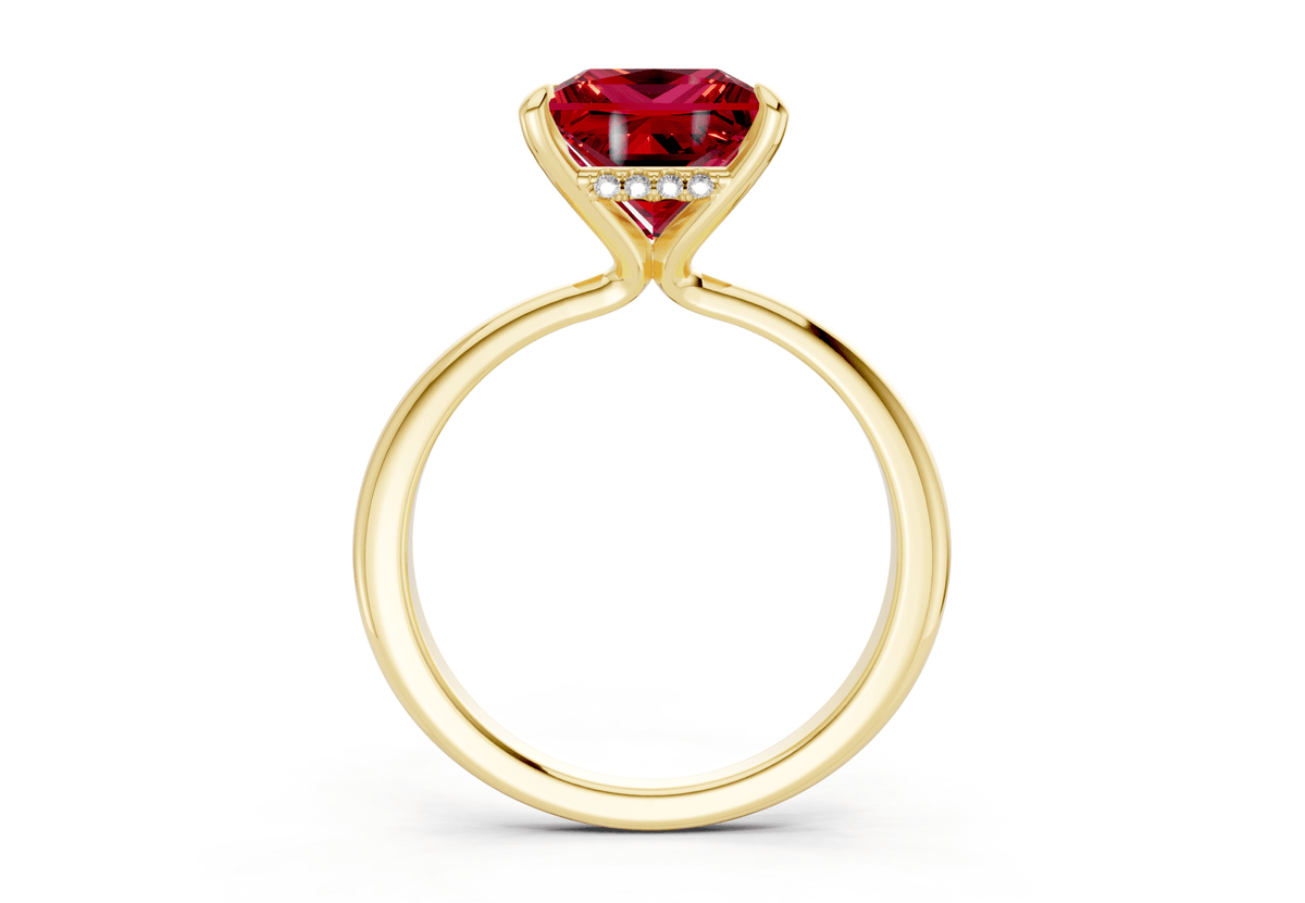 Marlowe Ruby Gemstone Solitaire Princess Cut 1.6mm Engagement Ring