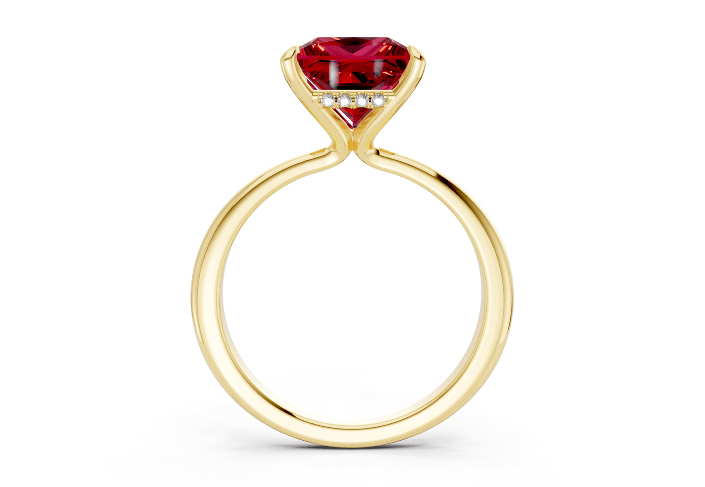 Marlowe Ruby Gemstone Solitaire Princess Cut 1.6mm Engagement Ring - Ring Premier