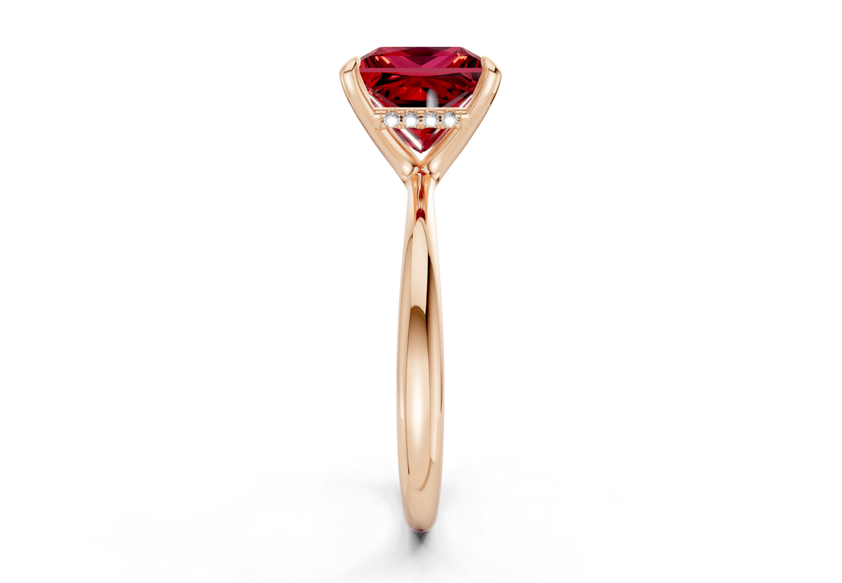 Marlowe Ruby Gemstone Solitaire Princess Cut 1.6mm Engagement Ring