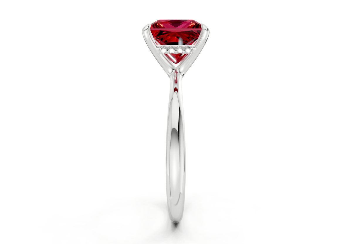 Marlowe Ruby Gemstone Solitaire Princess Cut 1.6mm Engagement Ring