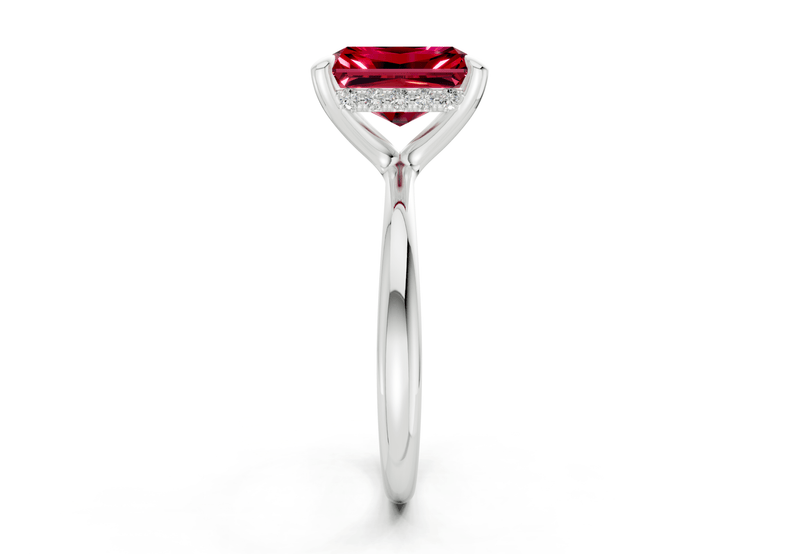 Marlowe Ruby Gemstone Solitaire Radiant Cut 1.6mm Engagement Ring - Ring Premier